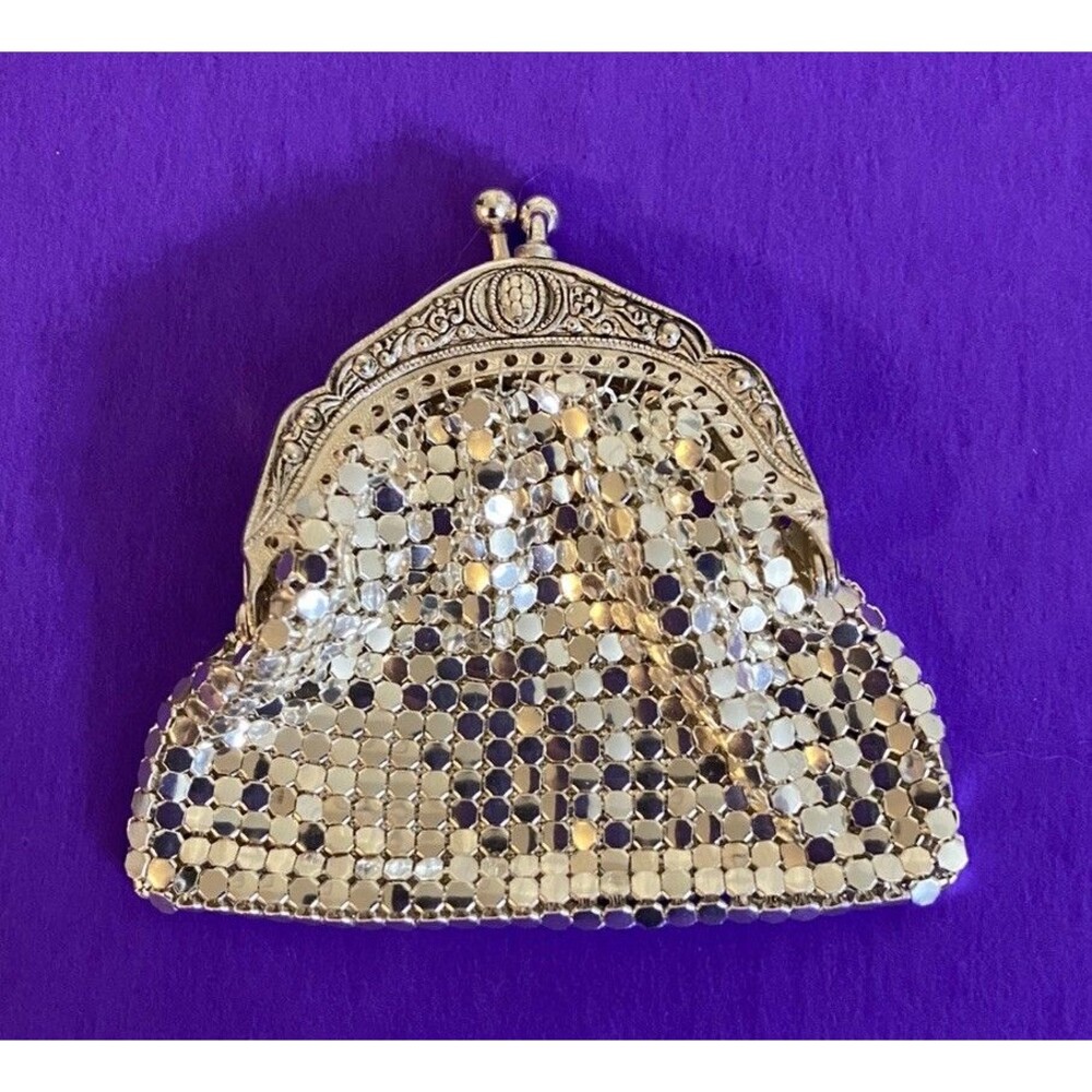 Vintage Art Deco Mesh Chainmail Coin Purse Silver Tone Germany